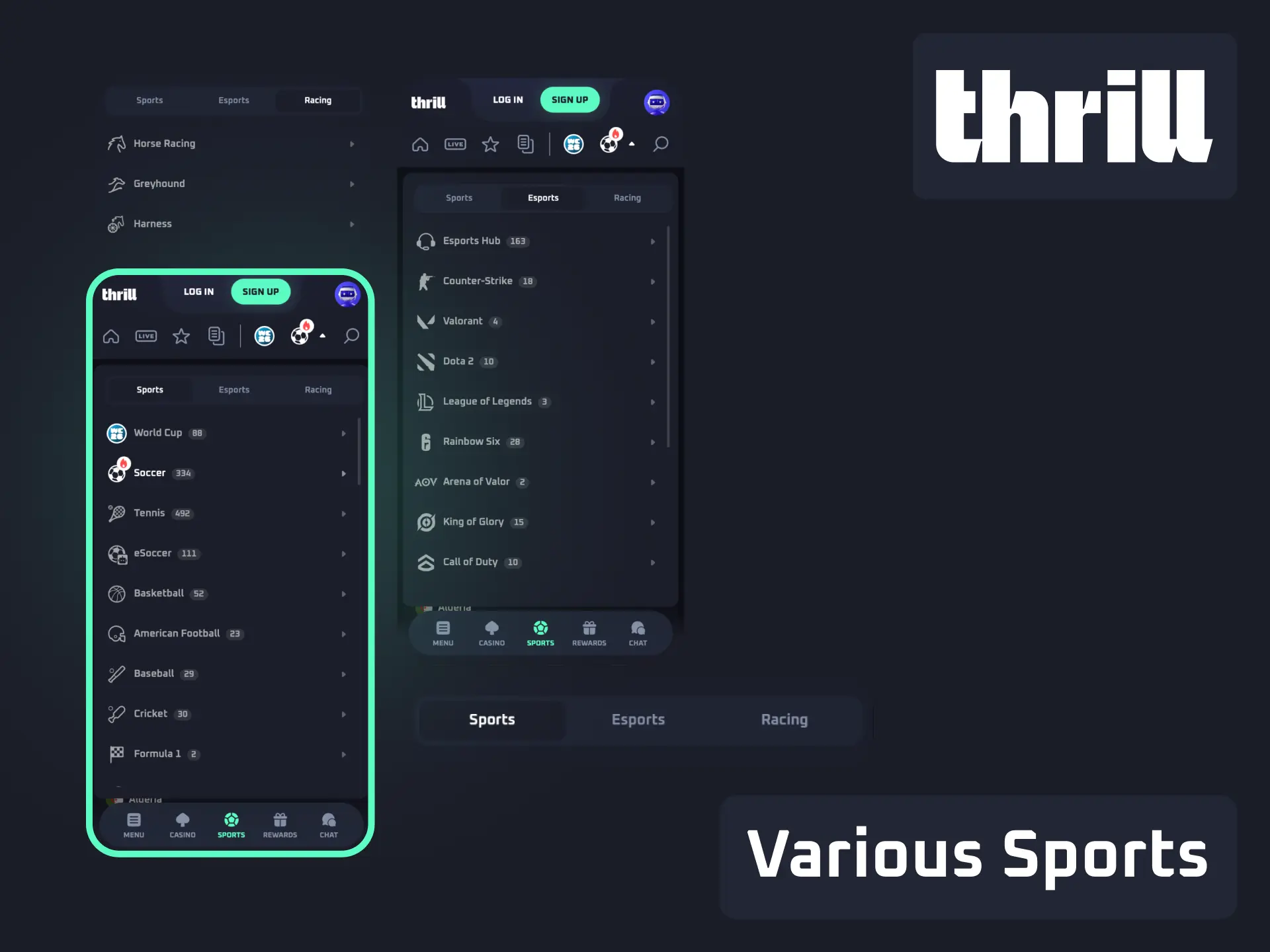 Bet on various sports including cricket, football, and kabaddi from the Thrill betting app.
