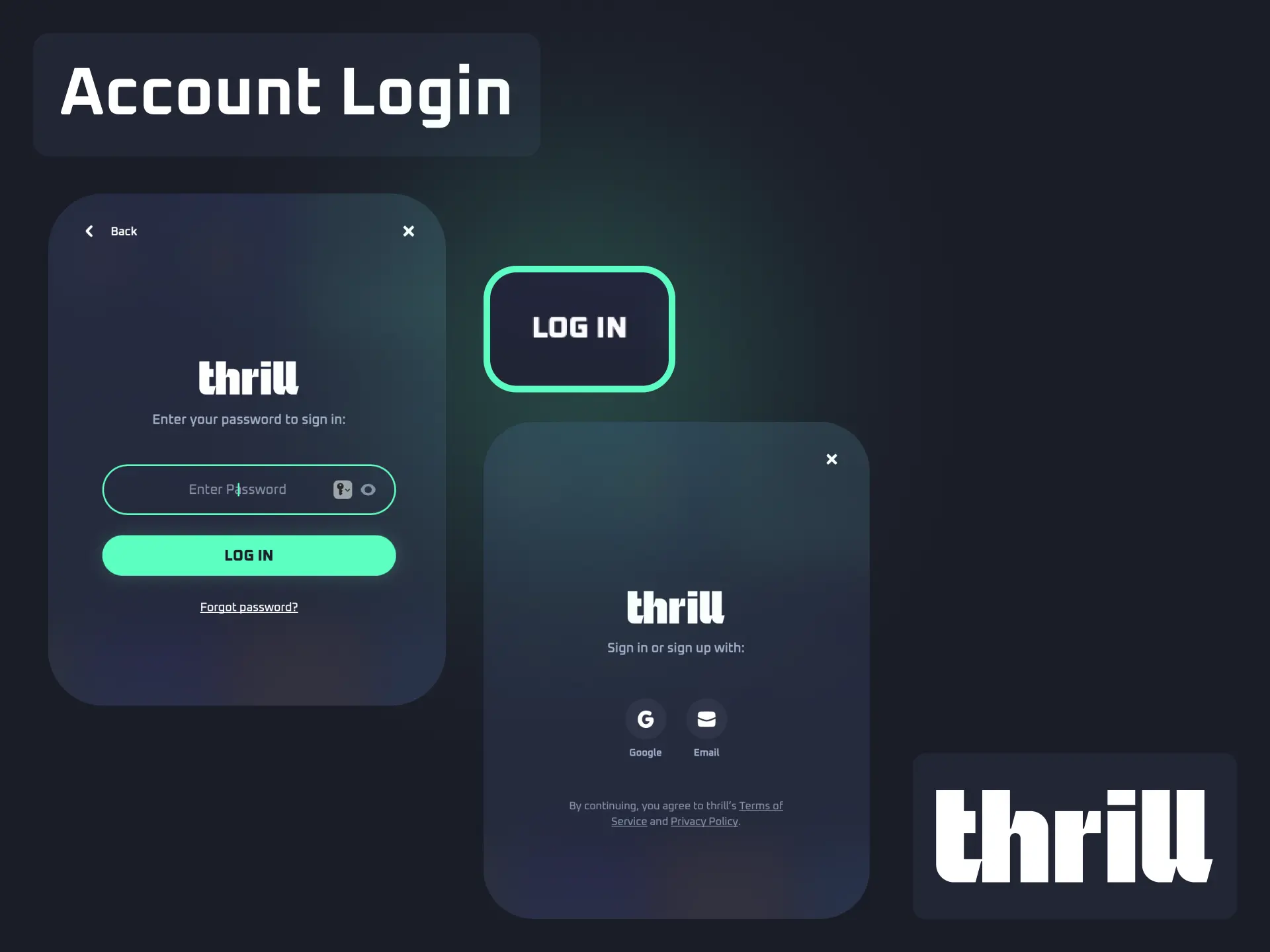Log in to your Thrill account using your email or phone number and password.