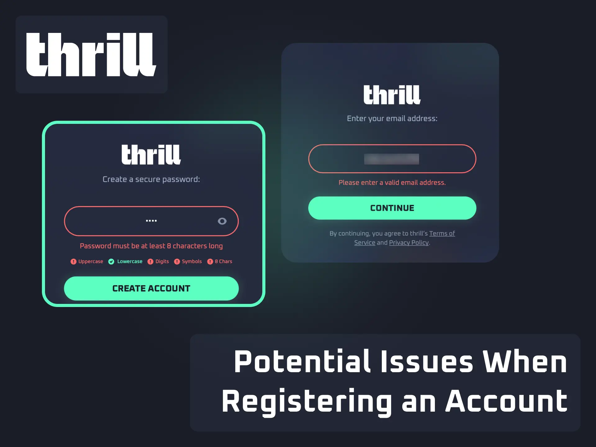Solutions for potential registration issues on Thrill like missing verification codes.